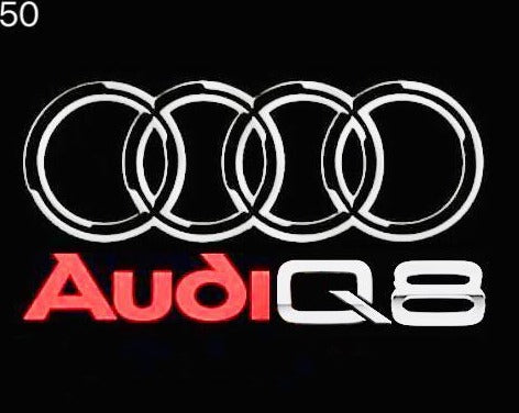 AUDI Q8 LOGO PROJECTOT LIGHTS Nr.50  (quantity 1 = 2 Logo Films /2 door lights）