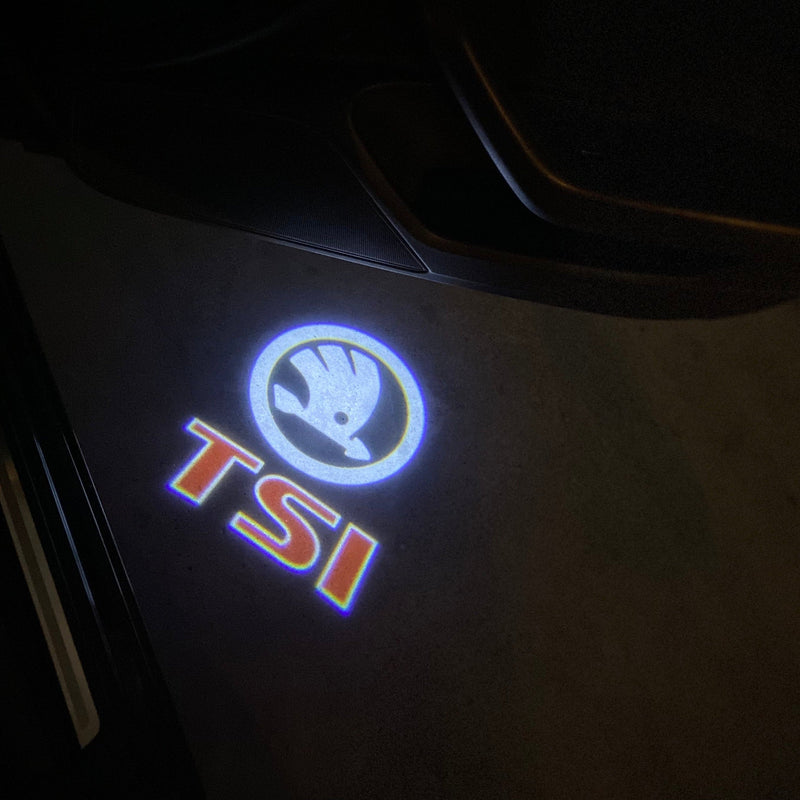 SKODA TSI LOGO PROJECTOT LIGHTS Nr.00009(quantity  1 =  2 Logo Film /  2 door lights)