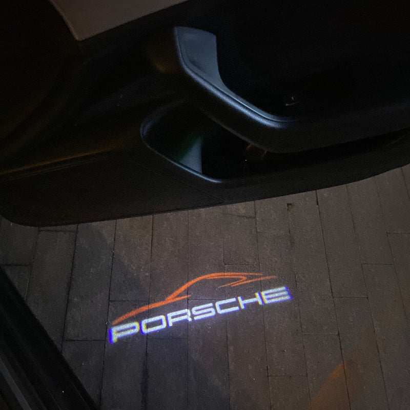 PORSCHE  Original LOGO PROJECTOT LIGHTS Nr.51 (quantity  1 =  2 Logo Film /  2 door lights)