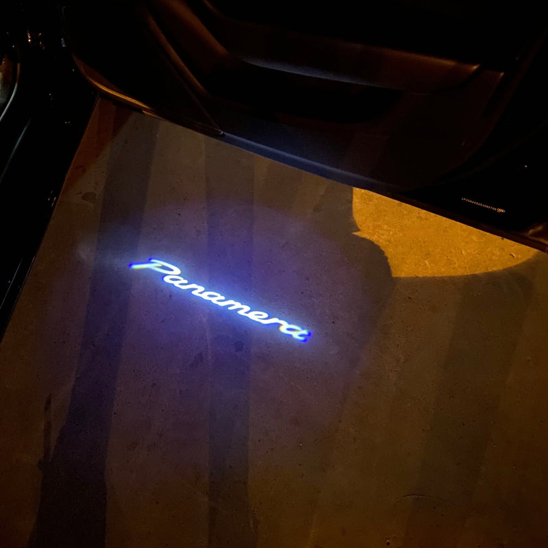 PORSCHE Panamera LOGO PROJECTOT LIGHTS Nr.35 (quantity  1 =  2 Logo Film /  2 door lights)