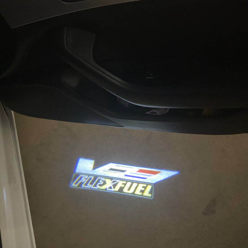 CADILLAC FLEXFUEL LOGO PROJECTOT LIGHTS Nr.2610 (quantity 1 = 2 Logo Films /2 door lights）