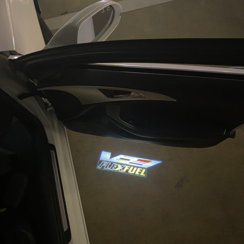 CADILLAC FLEXFUEL LOGO PROJECTOT LIGHTS Nr.2610 (quantity 1 = 2 Logo Films /2 door lights）