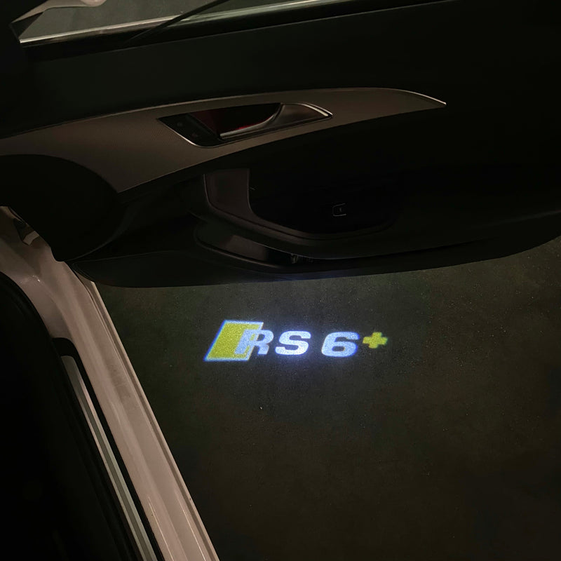 AUDI RS6+  LOGO PROJECTOT LIGHTS Nr.7621  (quantity 1 = 2 Logo Films /2 door lights）