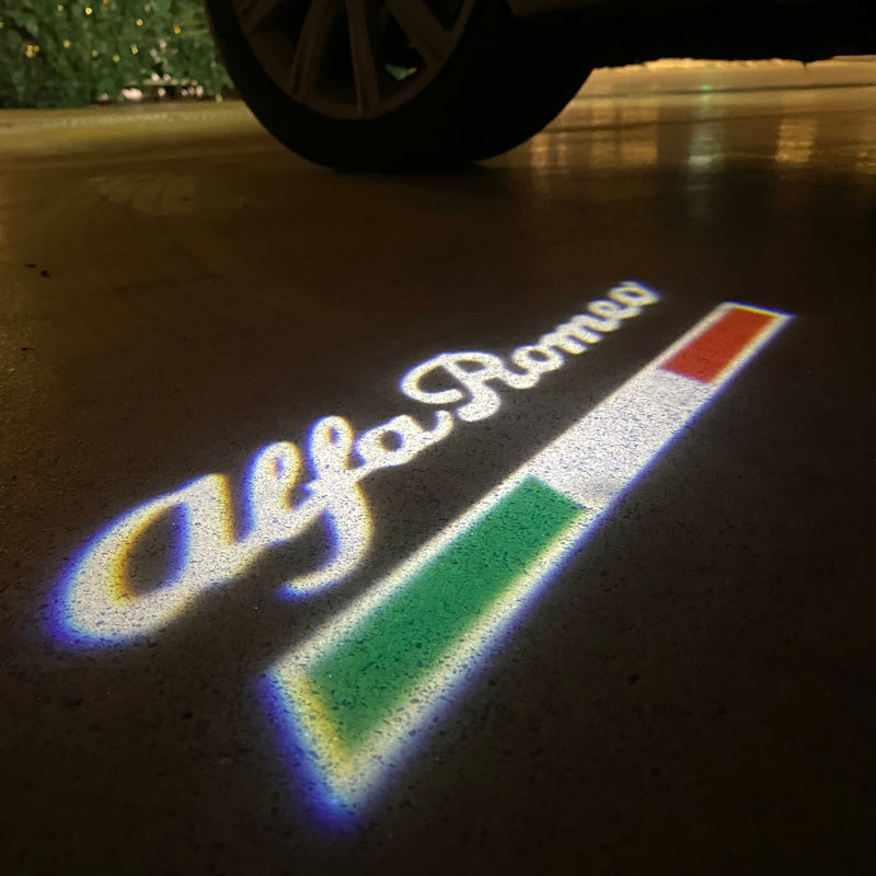 Alfa Romeo WHITE COLOR LOGO PROJECTOT LIGHTS Nr.21u (quantity  1 =  2 Logo Film /  2 door lights)