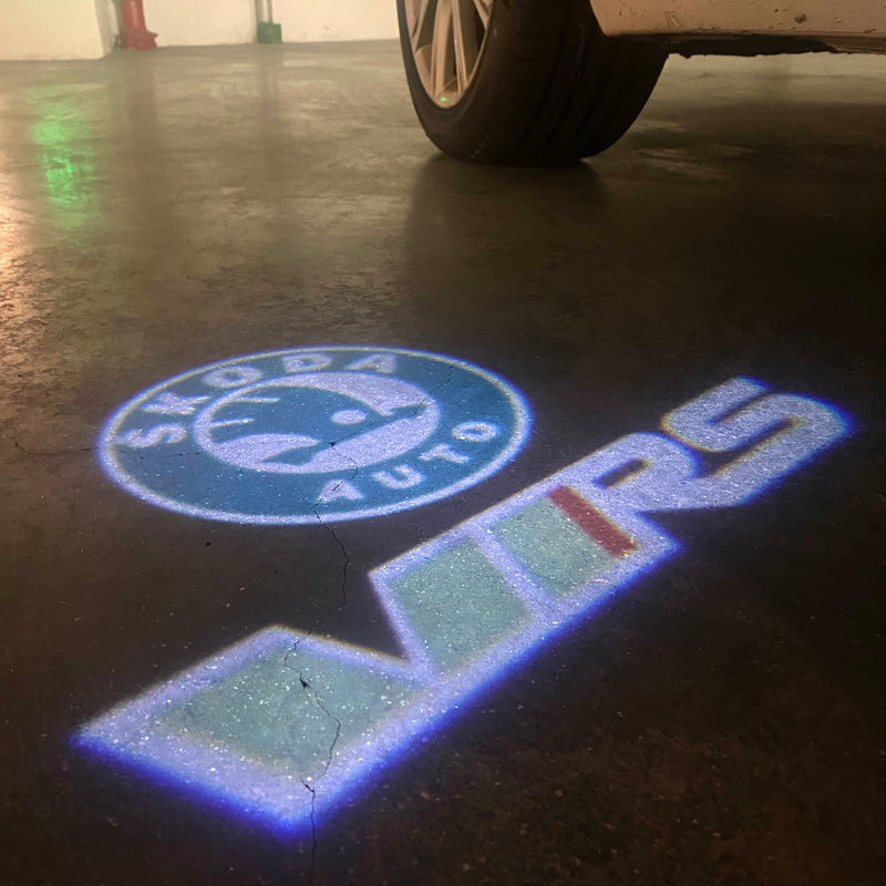 SKODA VRS  LOGO  LIGHTS Nr.21(quantity  1 =  2 Logo Film /  2 door lights)