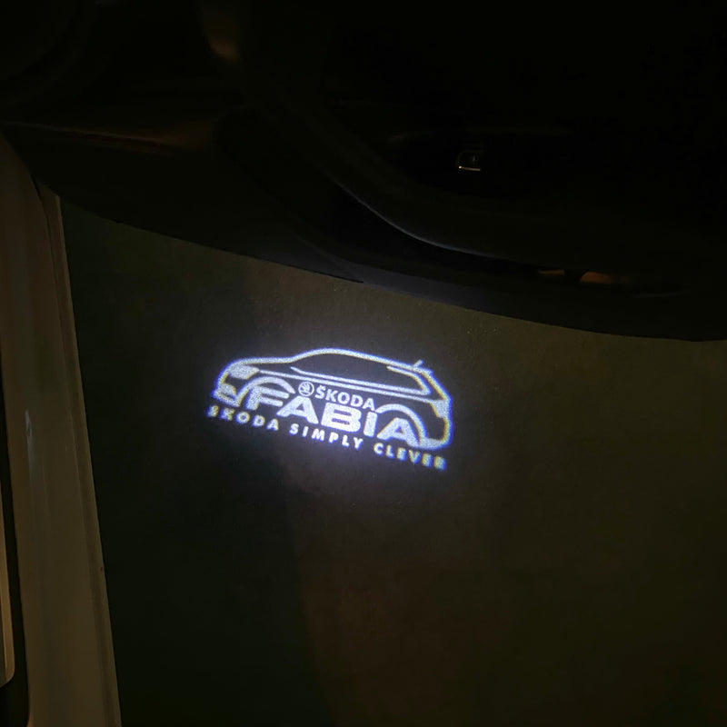 SKODA FABIA 6Y  LOGO PROJECTOT LIGHTS Nr.19  (quantity 1 = 2 Logo Films /2 door lights）