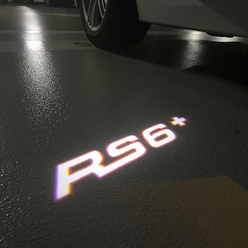 AUDI RS6+ LOGO PROJECTOT LIGHTS   (quantity 1 = 2 Logo Films /2 door lights）Nr.76B2