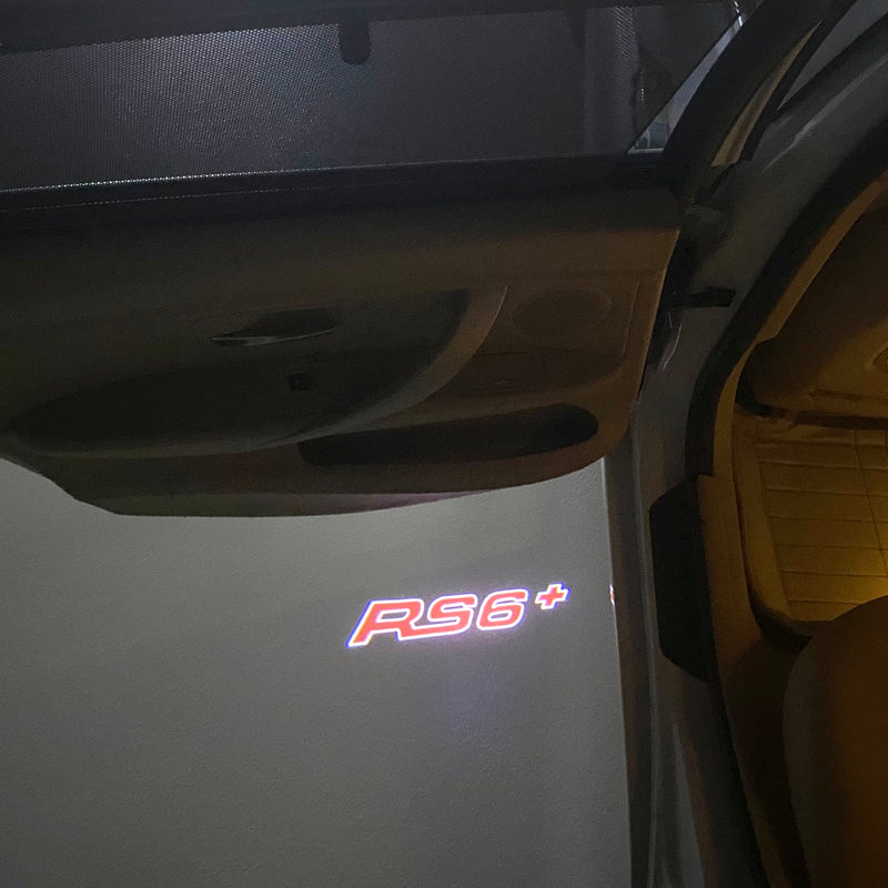 AUDI RS6+ LOGO PROJECTOT LIGHTS   (quantity 1 = 2 Logo Films /2 door lights）Nr.76B