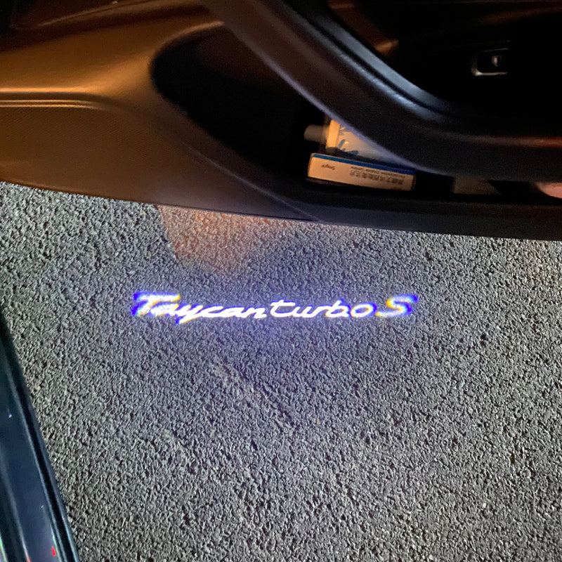 PORSCHE TAYCAN LOGO PROJECTOT LIGHTS Nr.87 (quantity  1 =  2 Logo Film /  2 door lights)