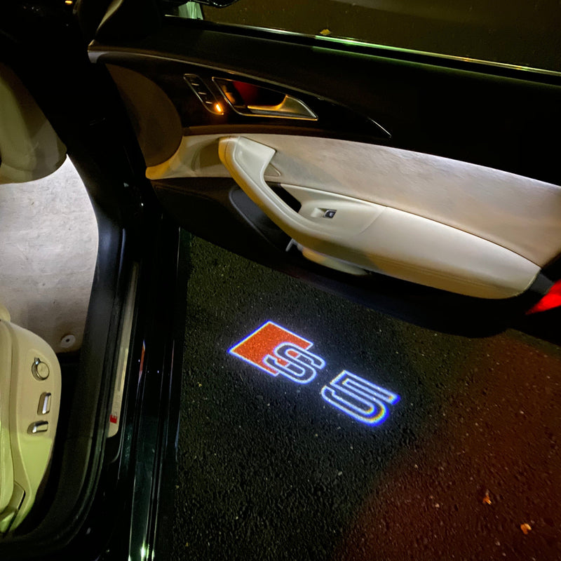 AUDI S5 LOGO PROJECTOT LIGHTS Nr.19  (quantity 1 = 2 Logo Films /2 door lights）