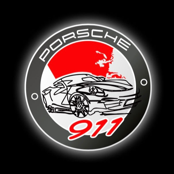 PORSCHE  911  LOGO PROJECTOT LIGHTS Nr.47 (quantity  1 =  2 Logo Film /  2 door lights)