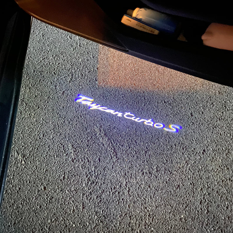 PORSCHE TAYCAN LOGO PROJECTOT LIGHTS Nr.87 (quantity  1 =  2 Logo Film /  2 door lights)