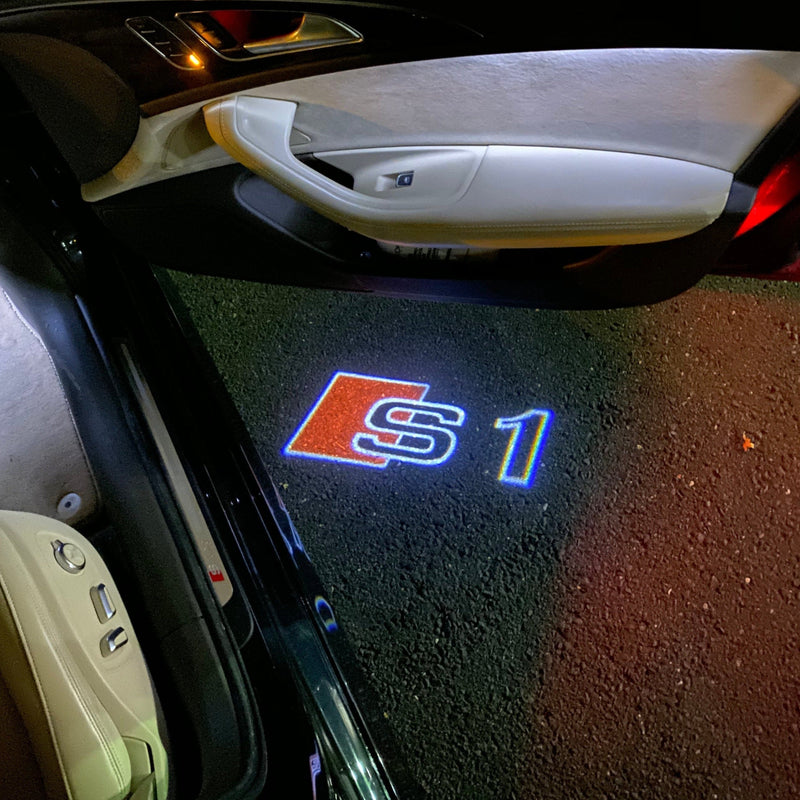 AUDI S1 LOGO PROJECTOT LIGHTS Nr.19  (quantity 1 = 2 Logo Films /2 door lights）