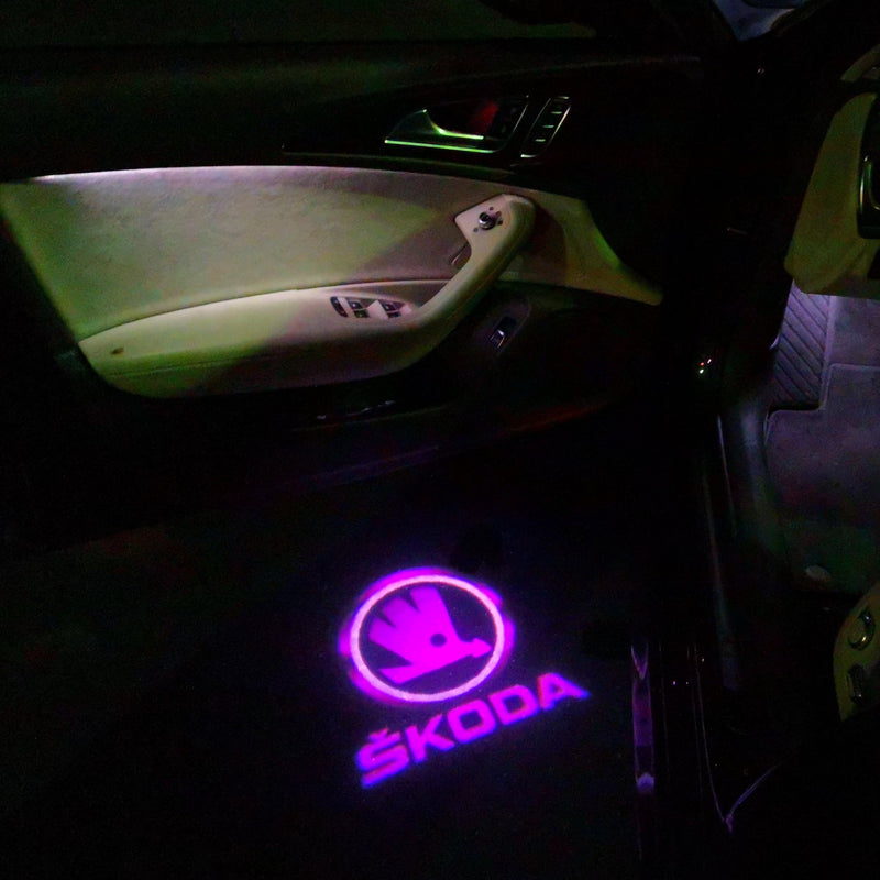 SKODA ORIGINAL LOGO PROJECTOR LIGHT Nr. 04 (quantity  1 =  2 Logo Film /  2 door lights)