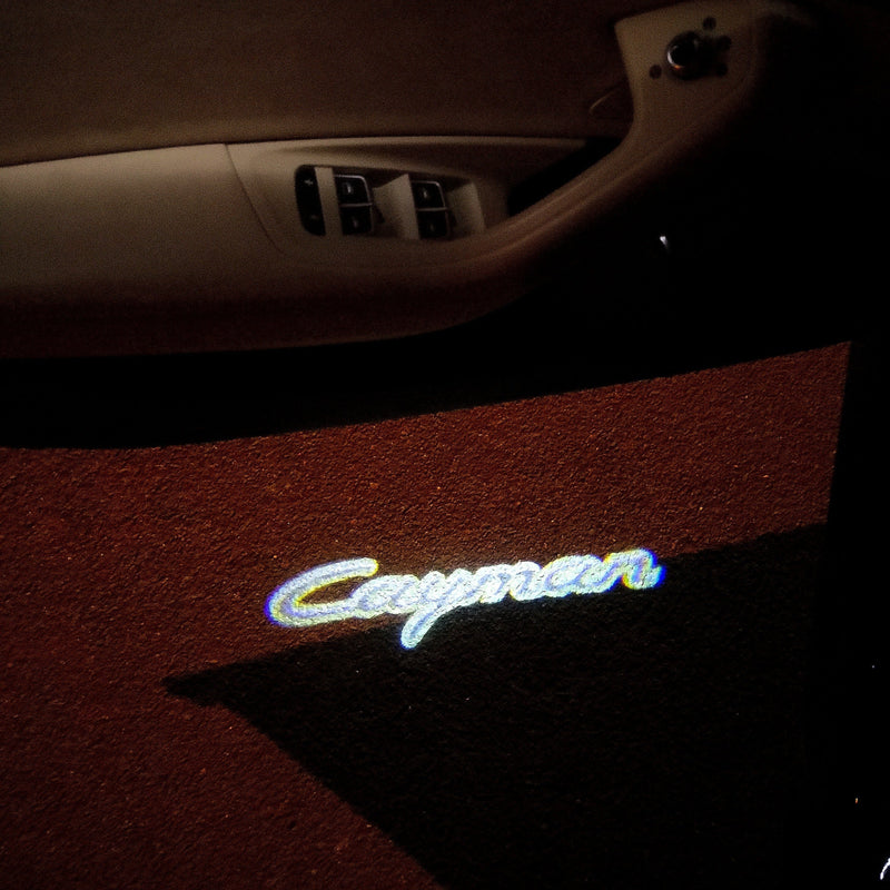 PORSCHE Cayman  LOGO PROJECTOT LIGHTS Nr.10 (quantity  1 =  2 Logo Film /  2 door lights)