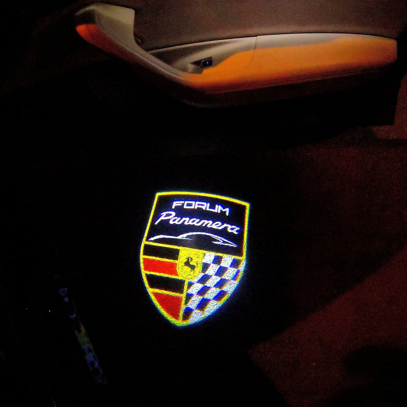 PORSCHE Panamera LOGO PROJECTOT LIGHTS Nr.04 (quantity  1 =  2 Logo Film /  2 door lights)