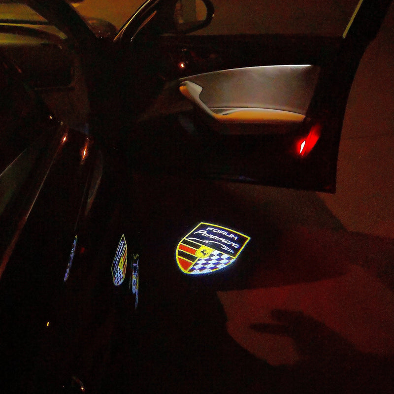 PORSCHE Panamera LOGO PROJECTOT LIGHTS Nr.04 (quantity  1 =  2 Logo Film /  2 door lights)