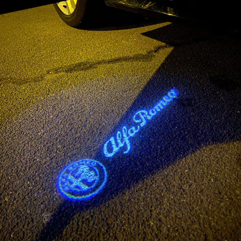 Alfa Romeo WHITE COLOR LOGO PROJECTOT LIGHTS Nr.02 (quantity  1 =  2 Logo Film /  2 door lights)