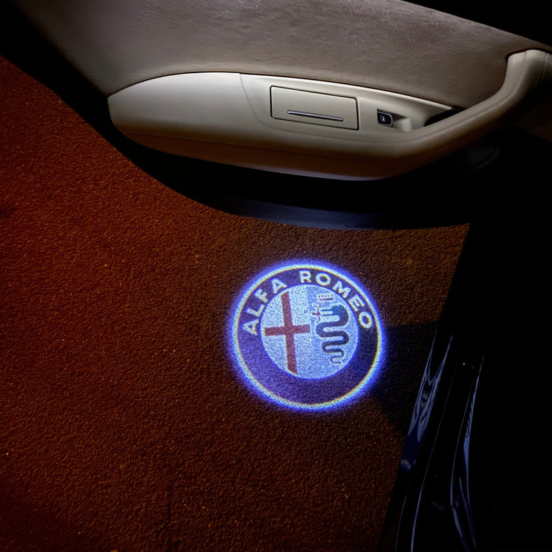 Alfa Romeo ORIGINAL Multicolour Logo PROJECTOT LIGHTS Nr.37 (quantity  1 =  2 Logo Film /  2 door lights)