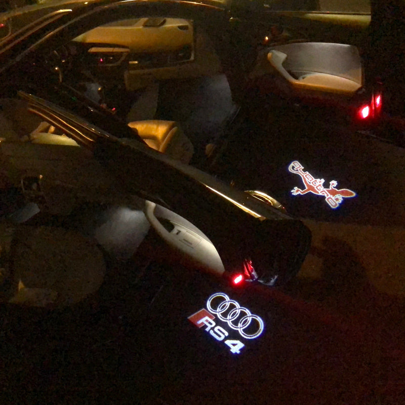 AUDI RS4 LOGO PROJECTOT LIGHTS Nr.130  (quantity 1 = 2 Logo Films /2 door lights）