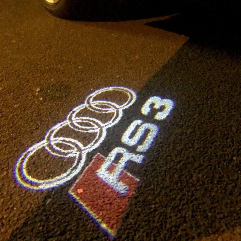 AUDI RS3 LOGO PROJECTOT LIGHTS Nr.128  (quantity 1 = 2 Logo Films /2 door lights）